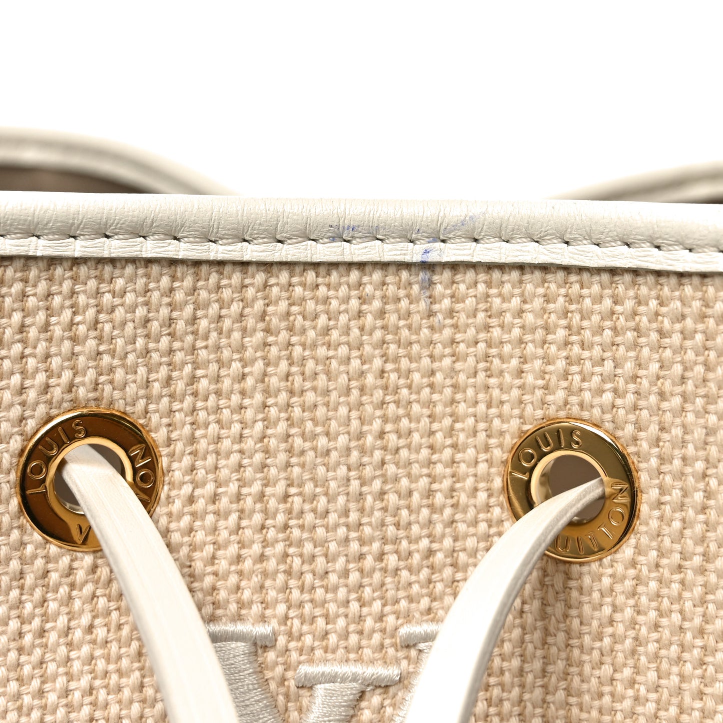 Cotton Monogram Embroidered Neonoe MM Beige White