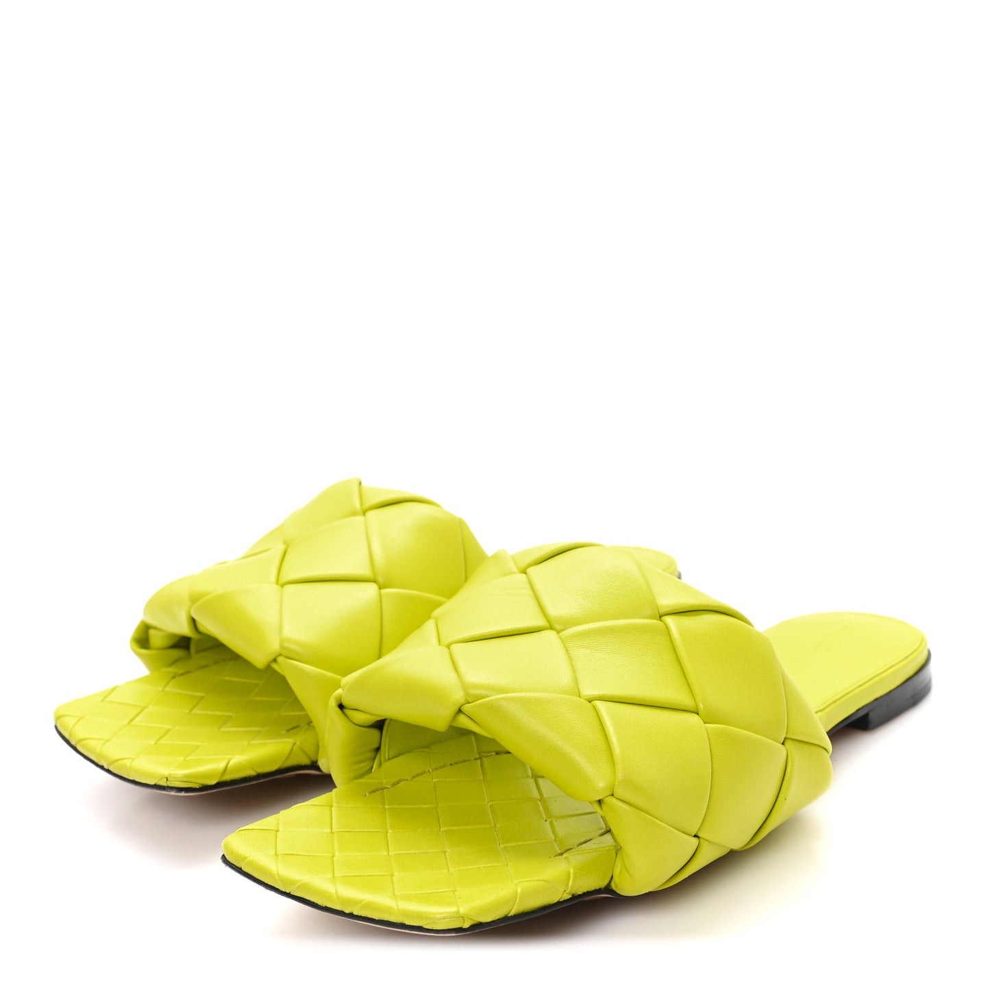 Nappa Maxi Intrecciato Lido Flat Sandals 39 Kiwi