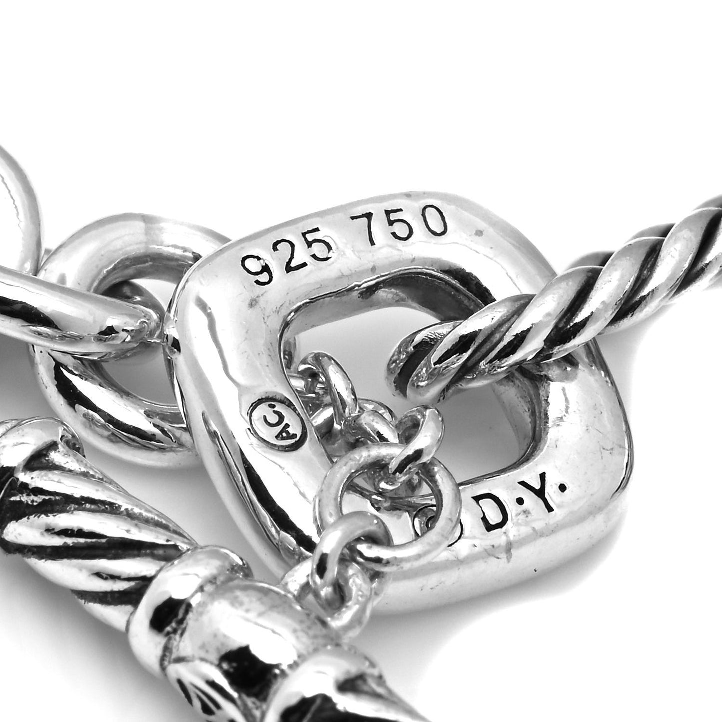 Sterling Silver 18K Yellow Gold Cable Heart Charm Bracelet