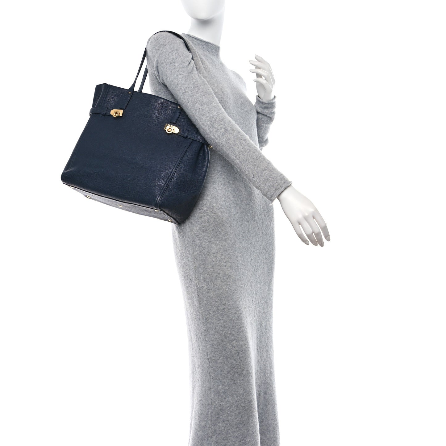 Calfskin Verve Tote Navy