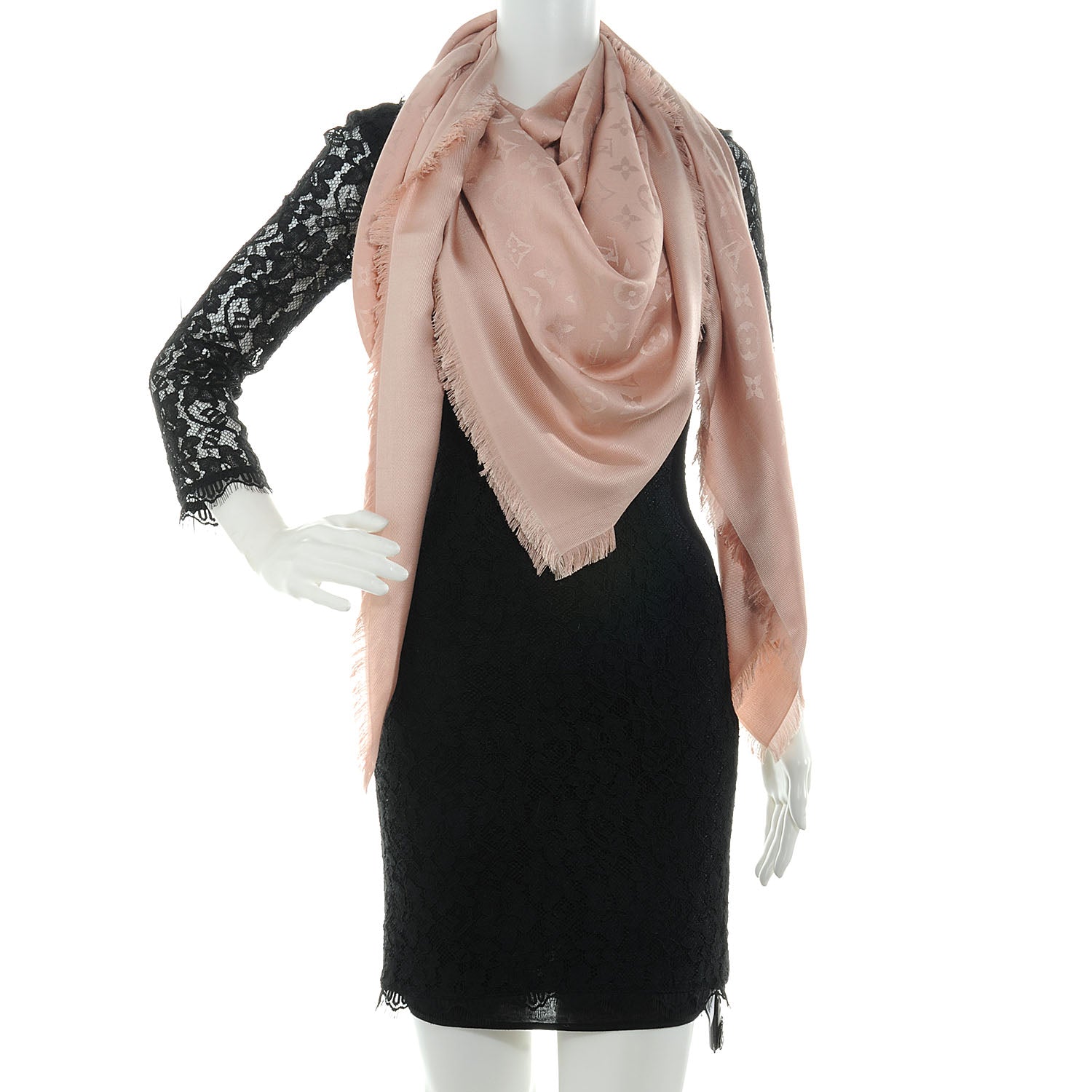 Louis Vuitton Silk Wool Monogram Shawl Nude 2 of 5