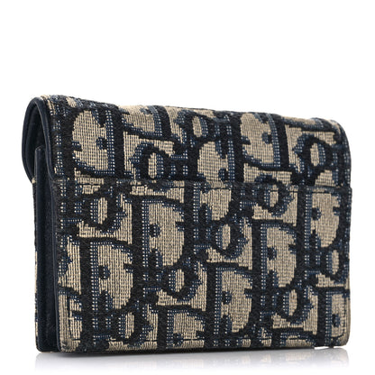 Christian Dior Oblique Saddle Card Holder Blue 3 of 10