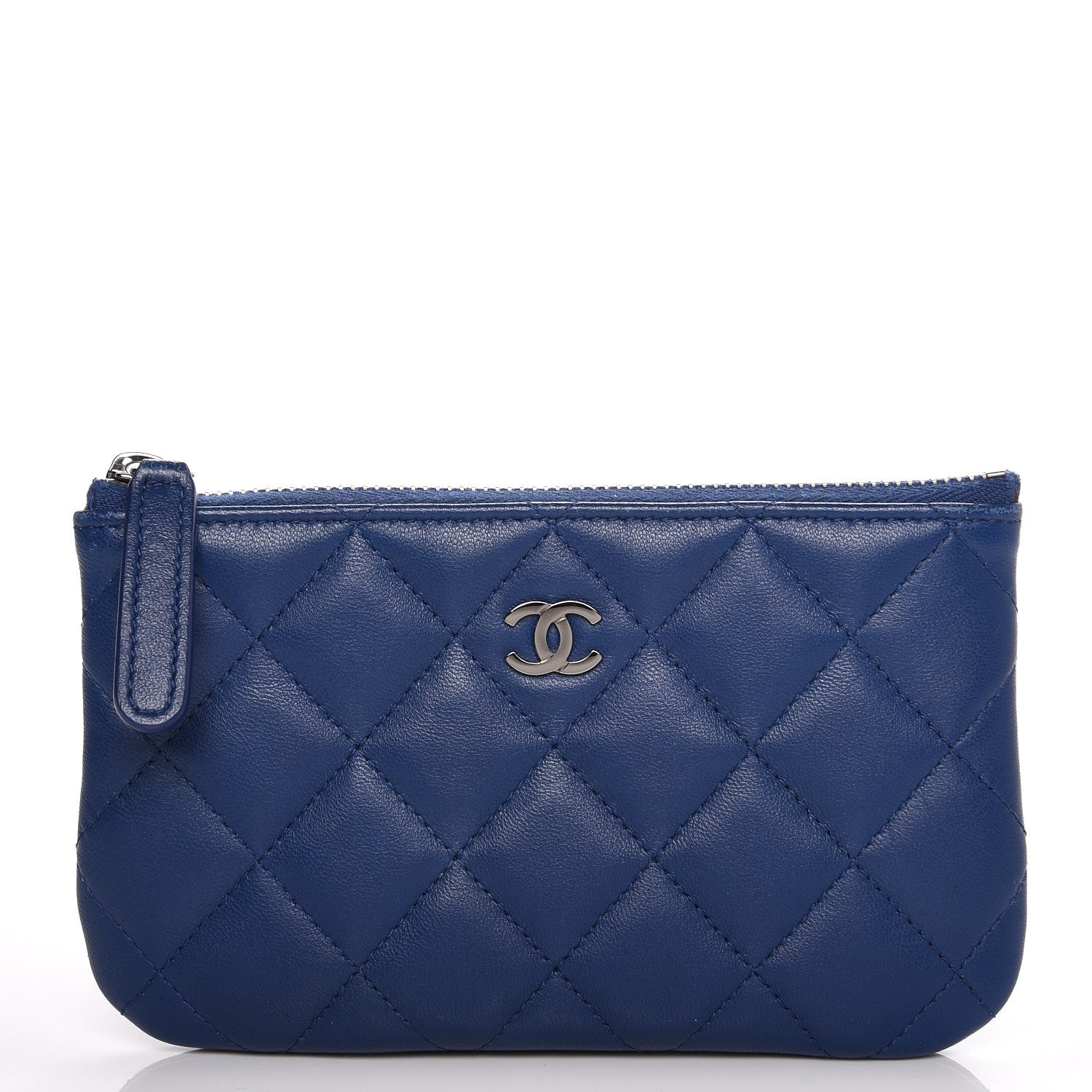 Chanel Lambskin Quilted Small Cosmetic Case Blue 1 of 8