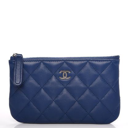 Chanel Lambskin Quilted Small Cosmetic Case Blue 1 of 8