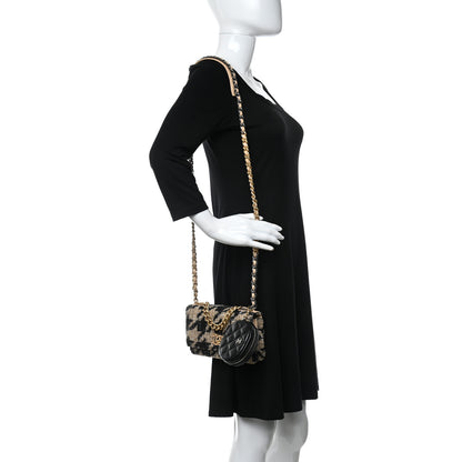 Chanel Wool Tweed Lambskin Quilted Chanel 19 Wallet On Chain WOC and Coin Purse Beige Black 2 of 11