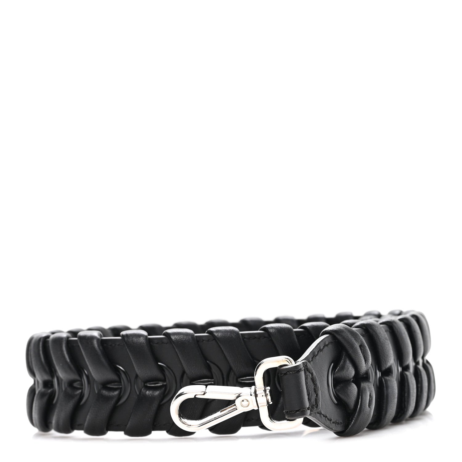 Fendi Vitello Dolce Shiny Nappa Lace Up Strap You Black 1 of 3