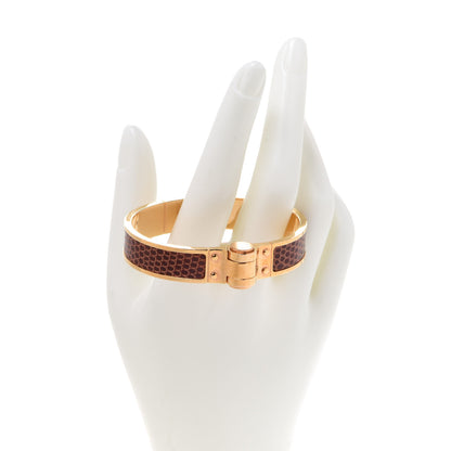 Hermes Lizard Charniere Cuir Narrow Hinged Bracelet S Etrusque 3 of 7