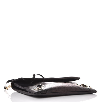 Balenciaga Chevre Gold Metallic Edge Hardware Envelope Clutch Black 4 of 10