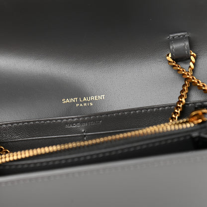 Saint Laurent Glossy Calfskin Monogram Chain Wallet Storm 6 of 8