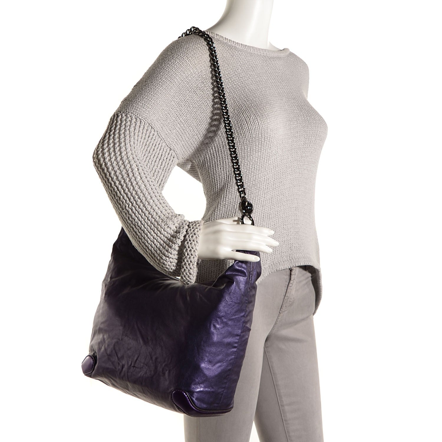 Gucci Metallic Calfskin Medium Galaxy Hobo Purple 2 of 7