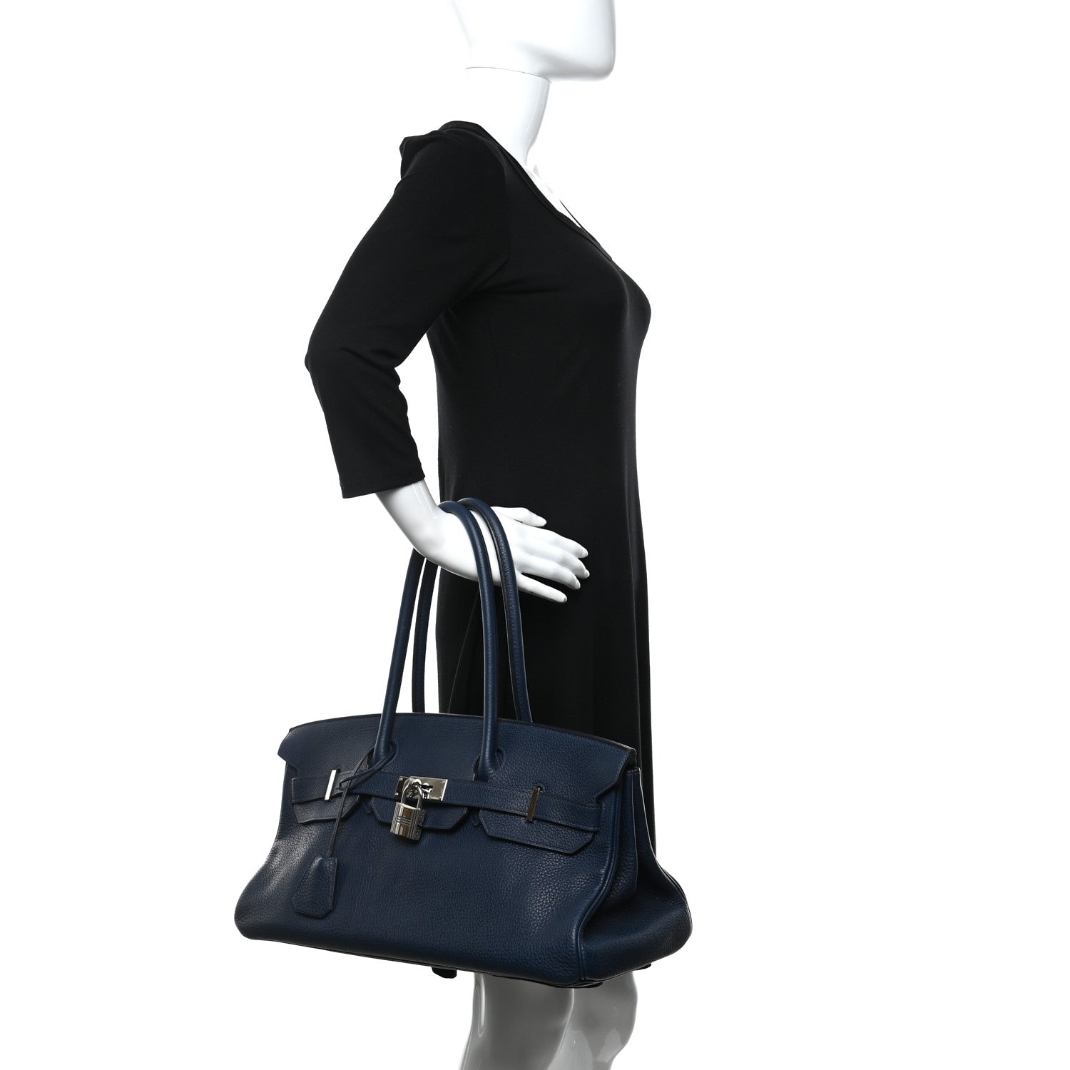 Hermes Taurillon Clemence JPG Shoulder Birkin II 42 Bleu Marine 2 of 12