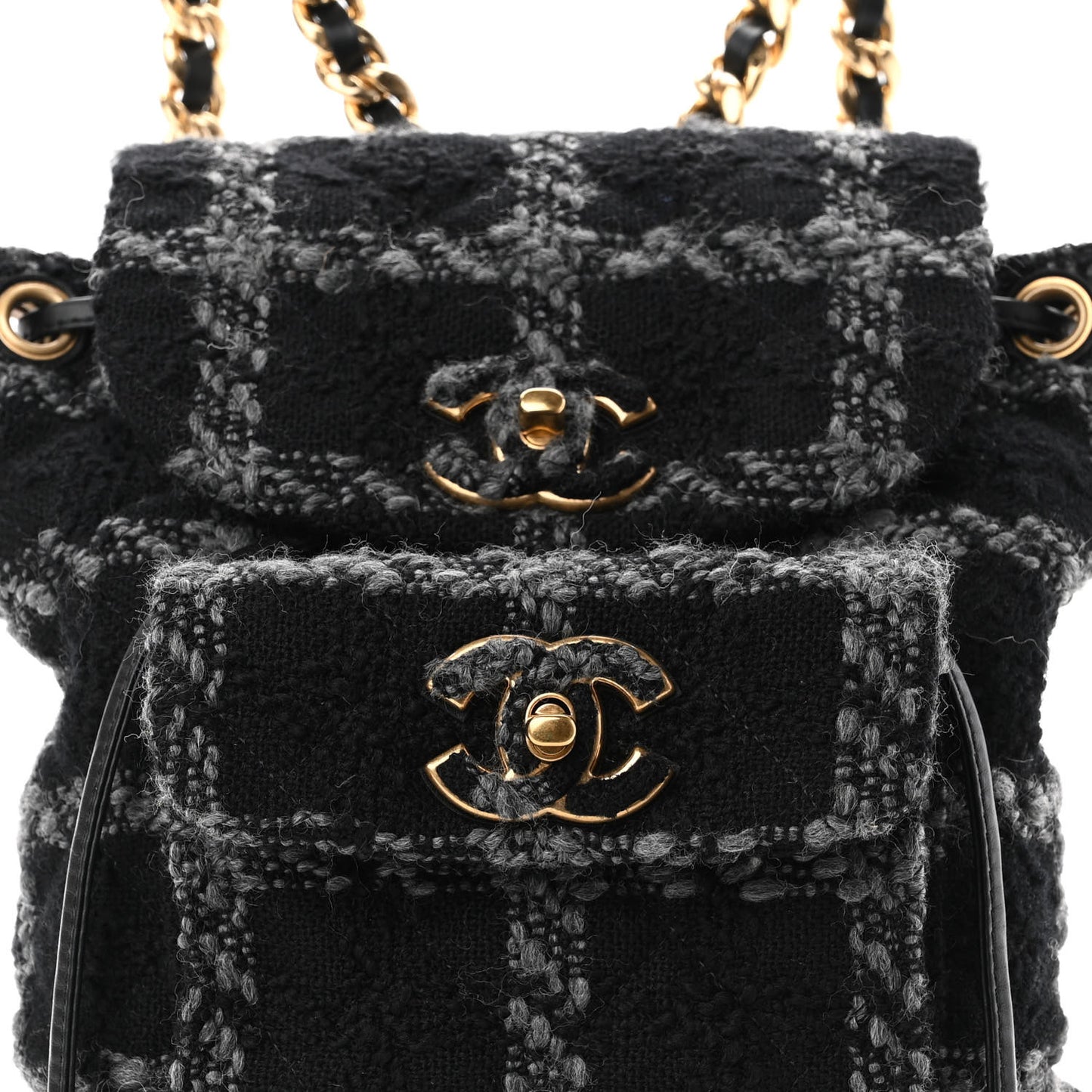 Wool Tweed Elegant Backpack Black Grey