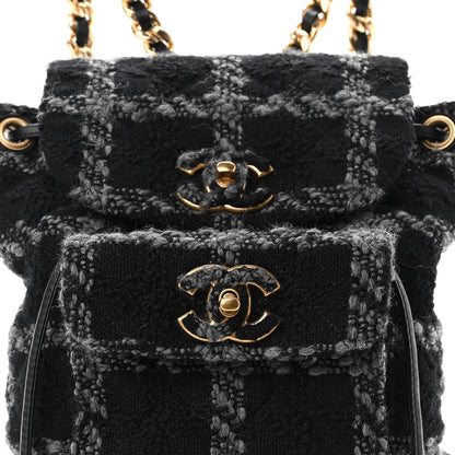 Chanel Wool Tweed Elegant Backpack Black Grey 8 of 10