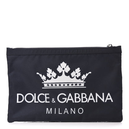Dolce & Gabbana Nylon Logo Crown Pouch Blue 1 of 8