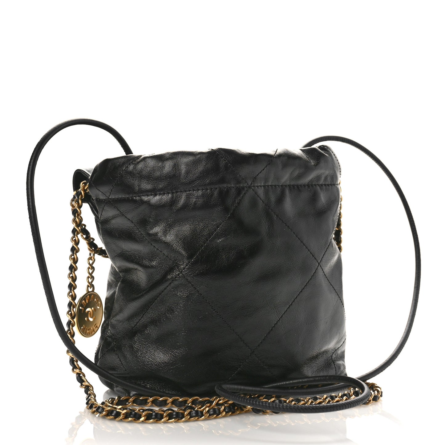 Shiny Calfskin Quilted Mini Chanel 22 Black