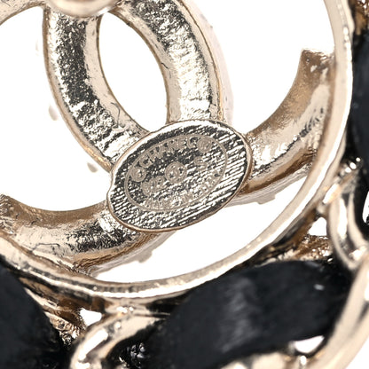 Chanel Crystal Lambskin Chain CC Stud Earrings Black Gold 4 of 5