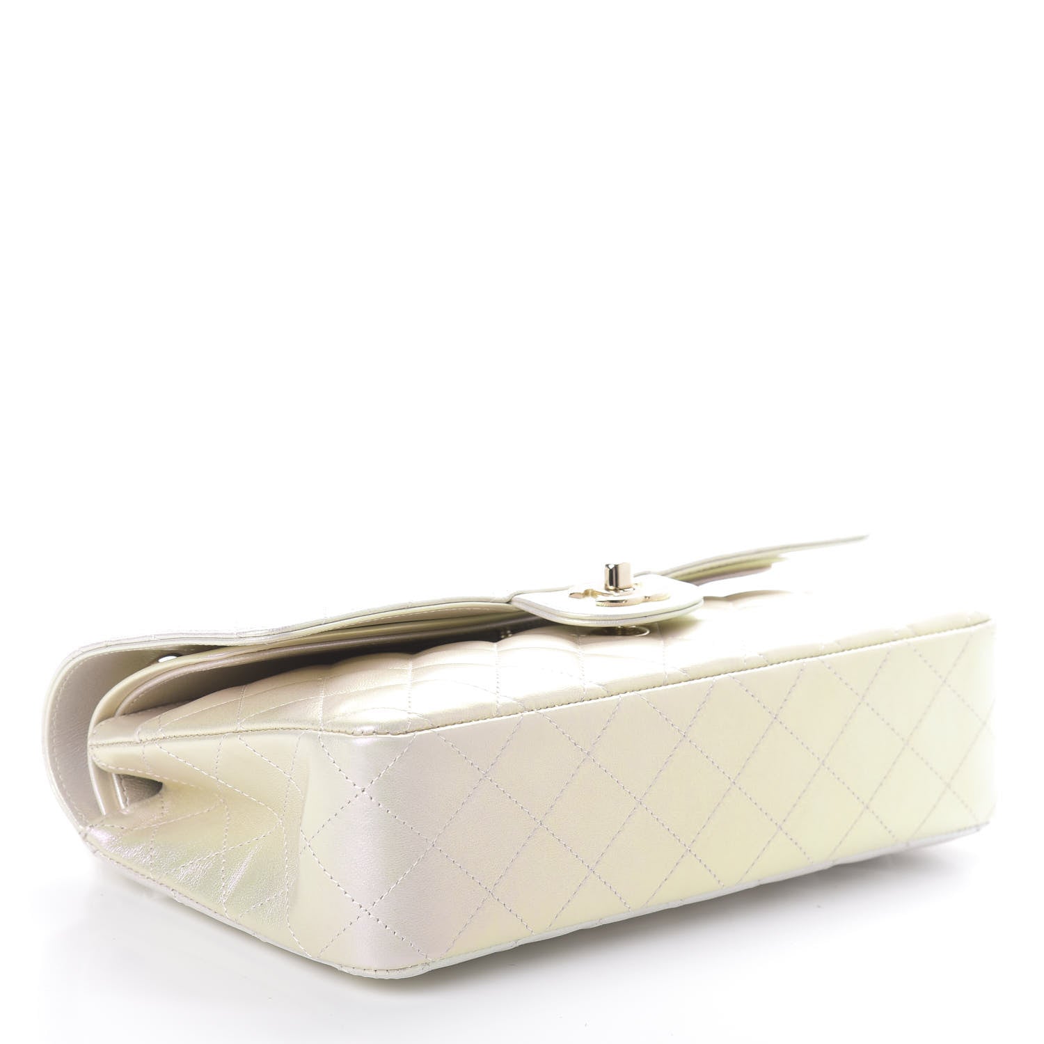 Chanel Iridescent Lambskin Quilted Medium Double Flap Ivory 4 of 10