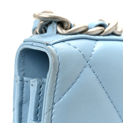 Chanel Lambskin Quilted Chanel 19 Wallet On Chain WOC Light Blue 13 of 15