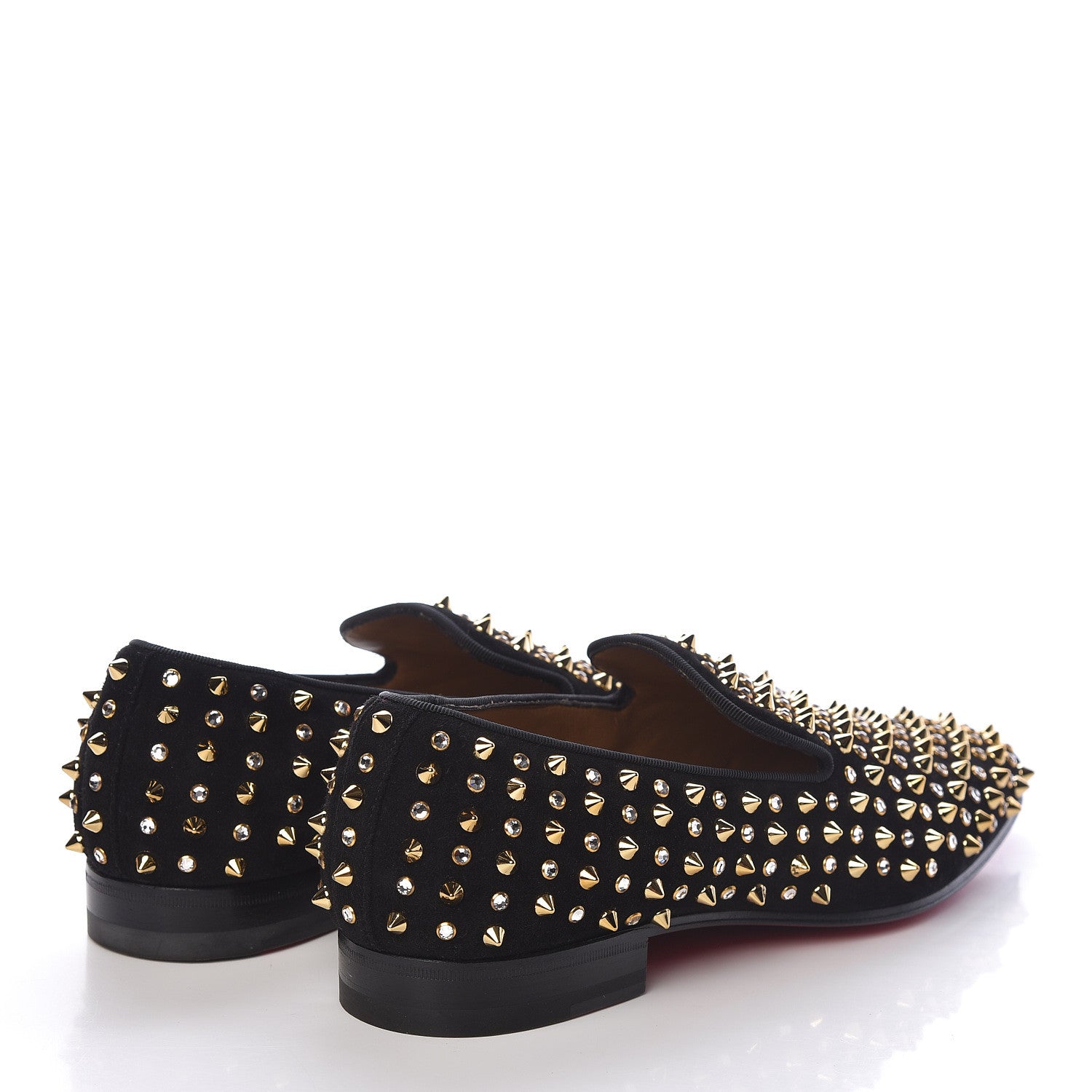 Christian Louboutin Veau Velours Crystal Mens Dandy 1C1S Flat Loafers 39.5 Black Gold 4 of 9