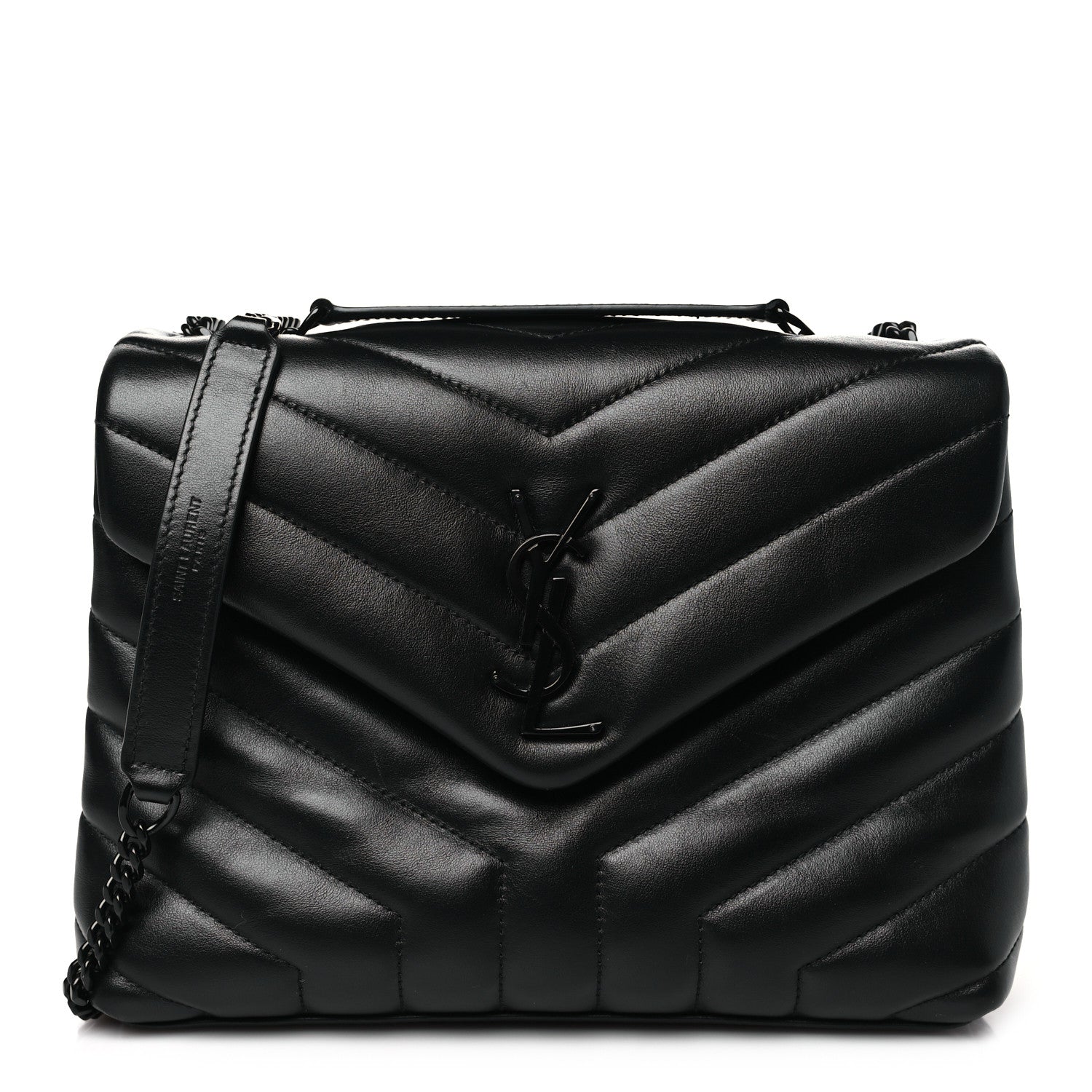 Saint Laurent Calfskin Y Quilted Monogram Monochrome Small Loulou Chain Satchel Black 1 of 10