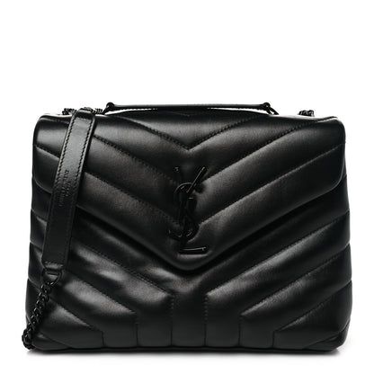 Saint Laurent Calfskin Y Quilted Monogram Monochrome Small Loulou Chain Satchel Black 1 of 10