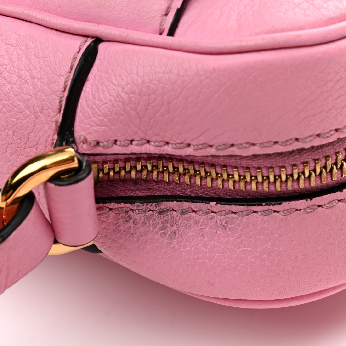 Grained Calfskin Medusa Camera Bag Pink