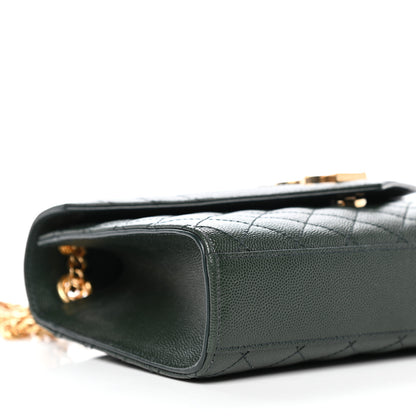 Saint Laurent Grain De Poudre Textured Mixed Matelasse Medium Triquilt Monogram Satchel Vert Fonce 8 of 10