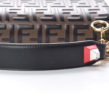 Fendi Vitello Liberty Bi-Color FF 1974 Embossed Kan I Shoulder Bag Black Maya 13 of 19