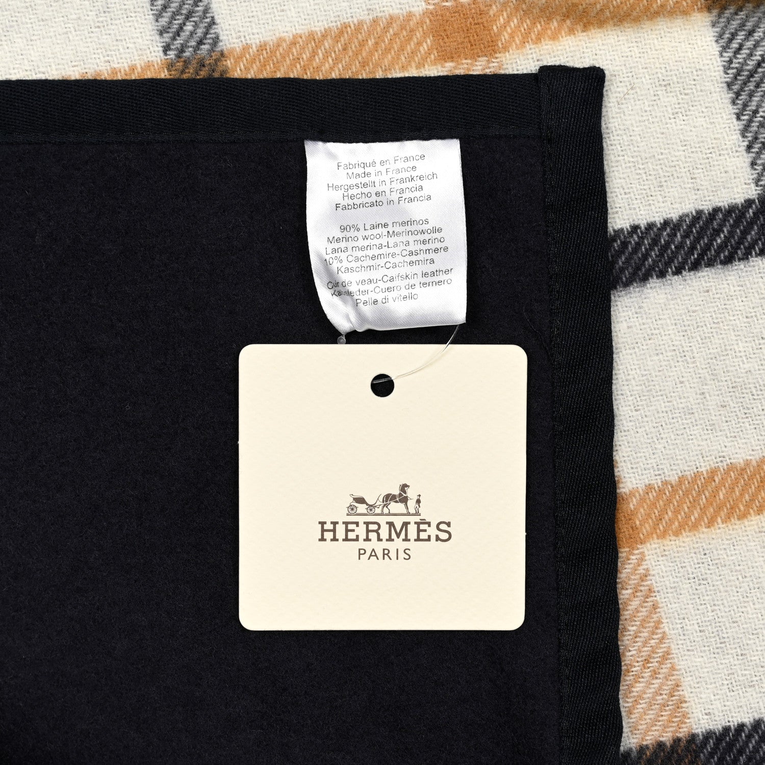 Hermes Wool Cashmere Sikkim Calfskin Reversible Camail Poncho Navy Camail 3 of 4