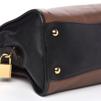 Prada Saffiano Soft Bi-Color Tote Palissandro Black 8 of 17