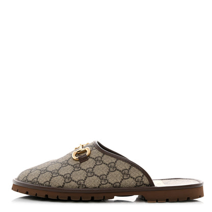 Gucci GG Supreme Monogram Granada Kid Mens Horsebit Lug Sole Mules 7.5 Beige Ebony New Acero 1 of 8
