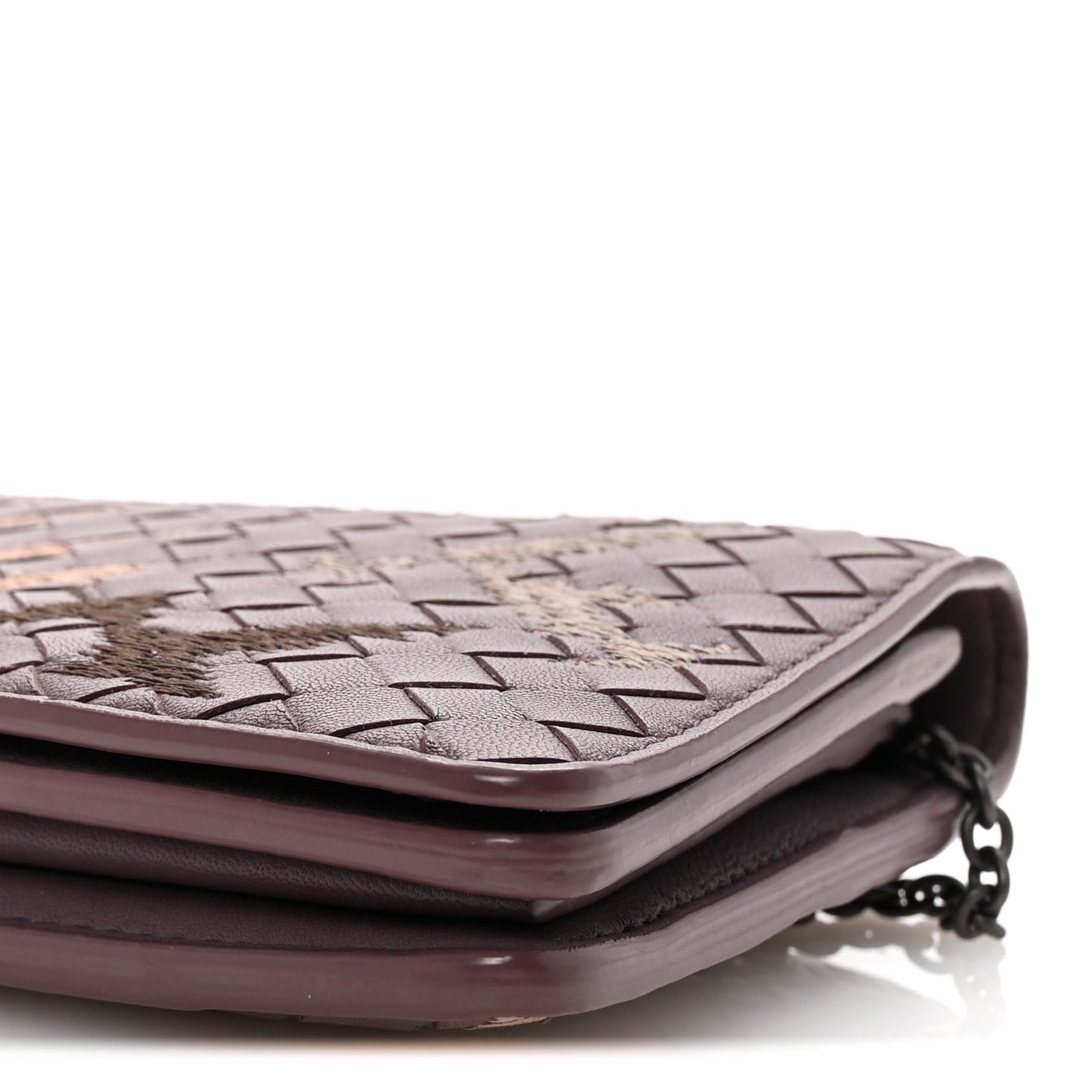 Nappa Intrecciato Graffiato Continental Wallet on Chain Glicine