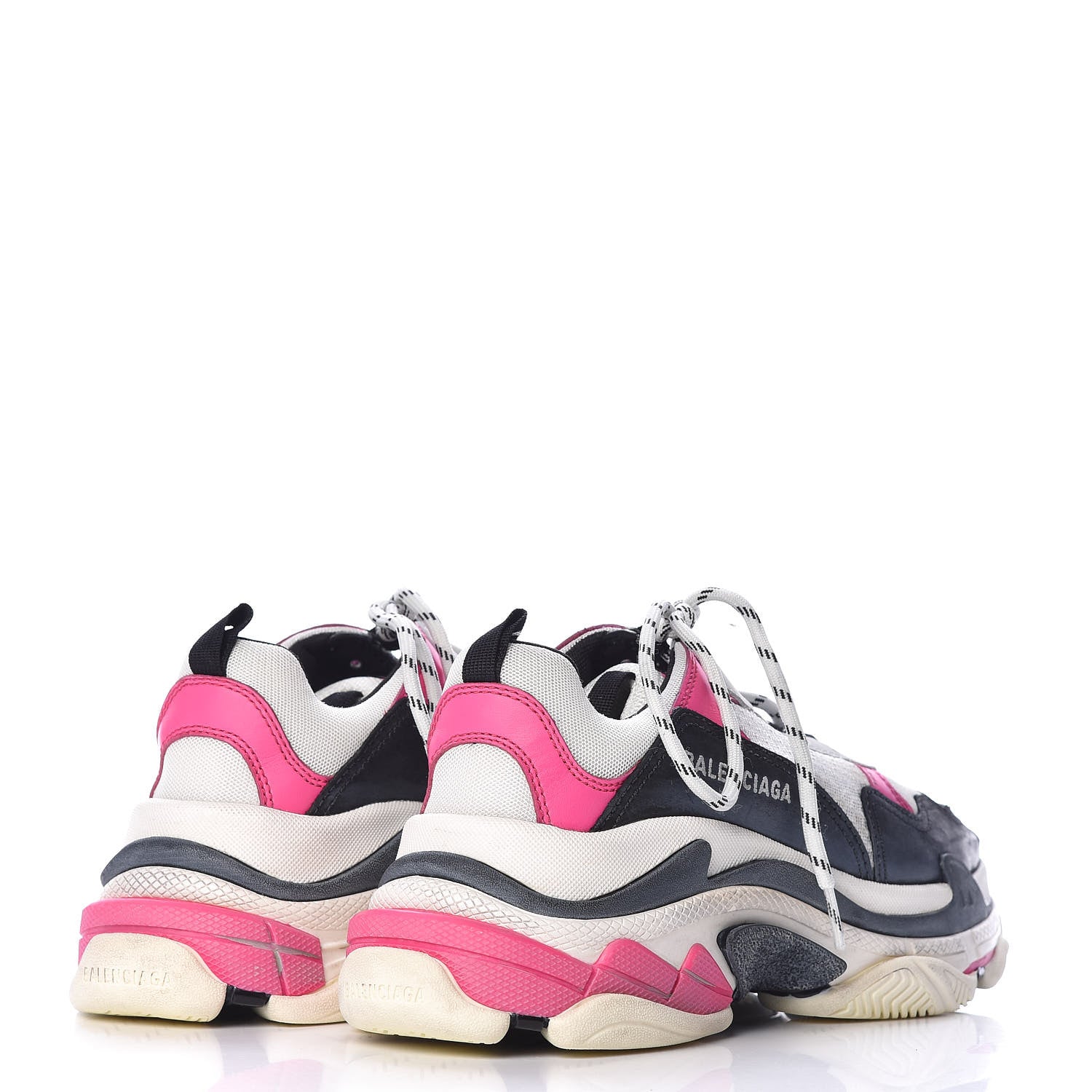 Balenciaga Fabric Mesh Womens Triple S Sneakers 40 Rose Fluo Black White 4 of 9