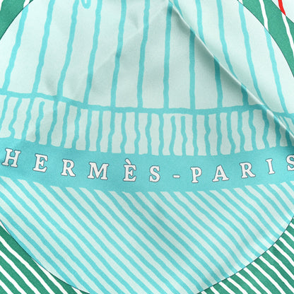 Hermes Silk Geant Suite Et Poursuite Scarf 140 Vert Rouge Turquoise 2 of 5