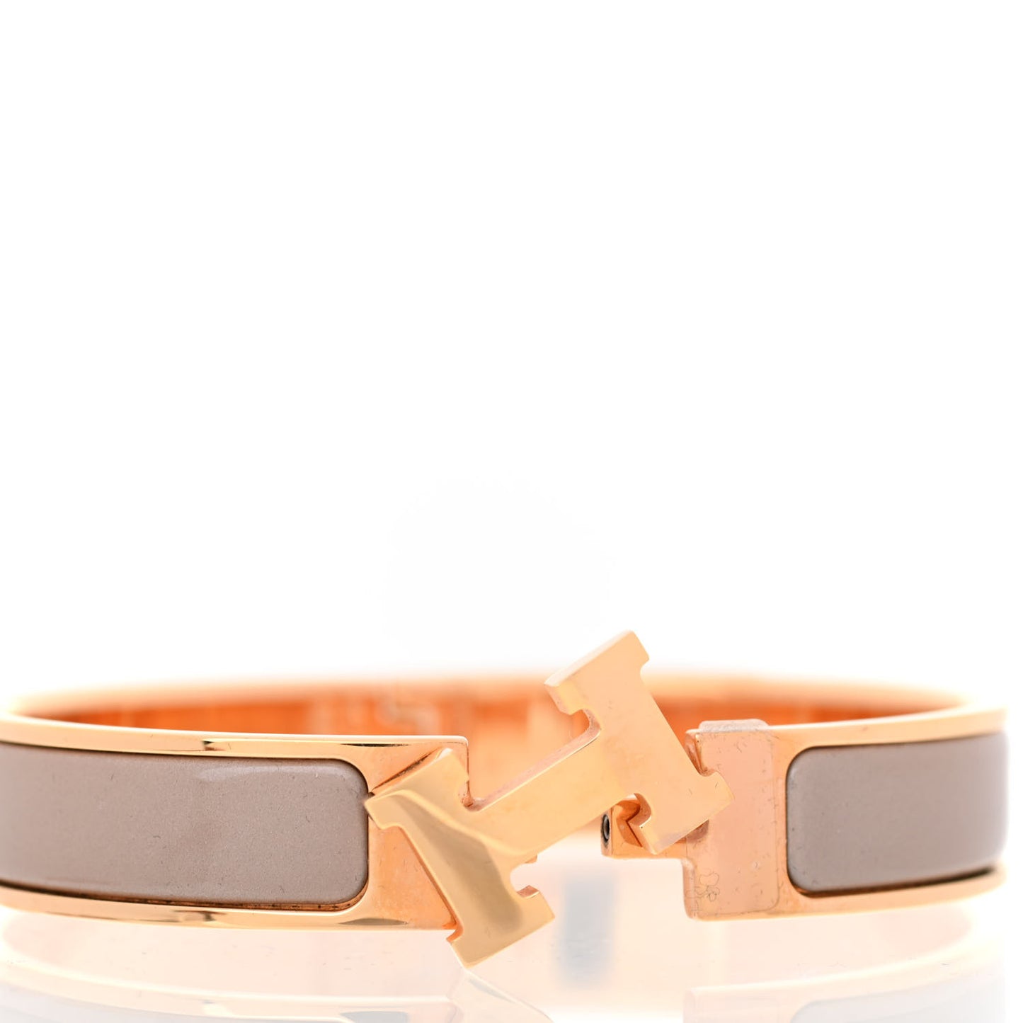 Enamel Narrow Clic Clac H Bracelet PM Marron Glace