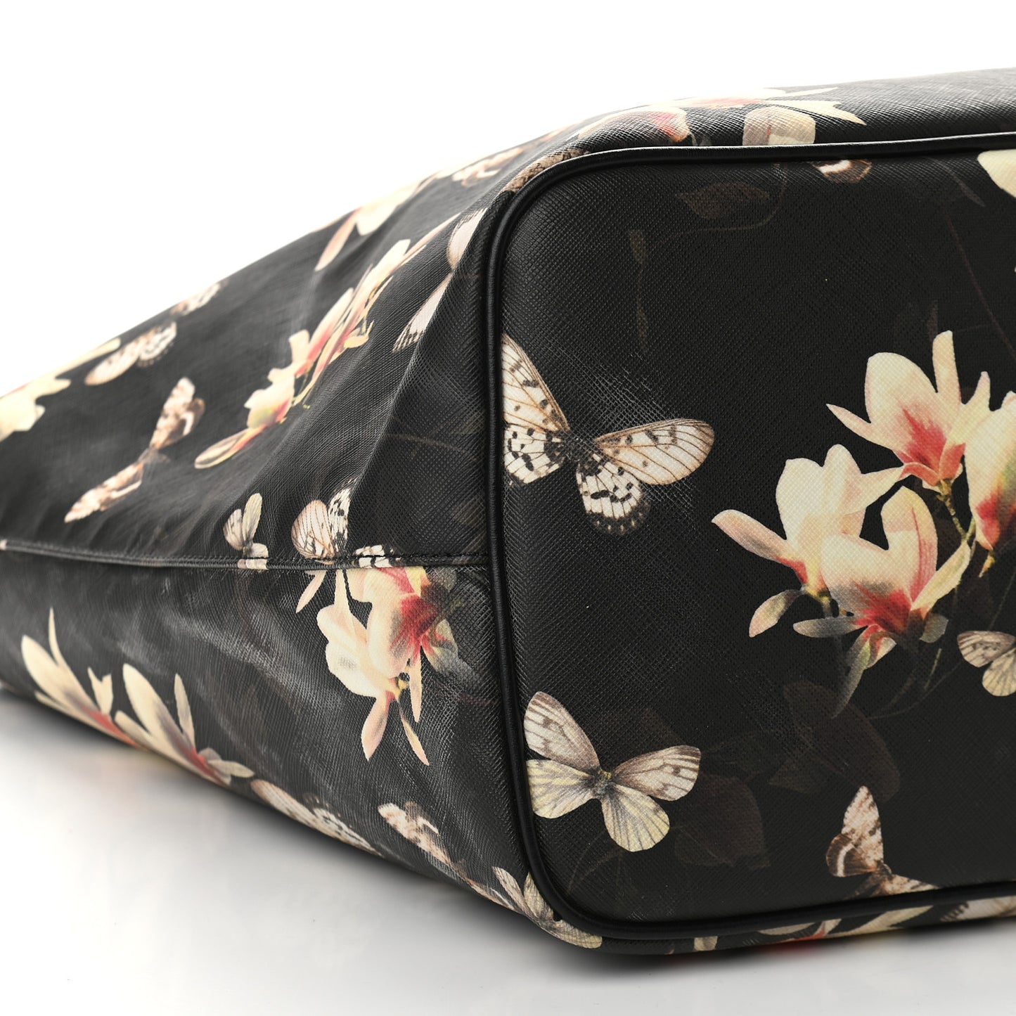 Textured Coated Canvas Magnolia and Moth Print Large Antigona Tote