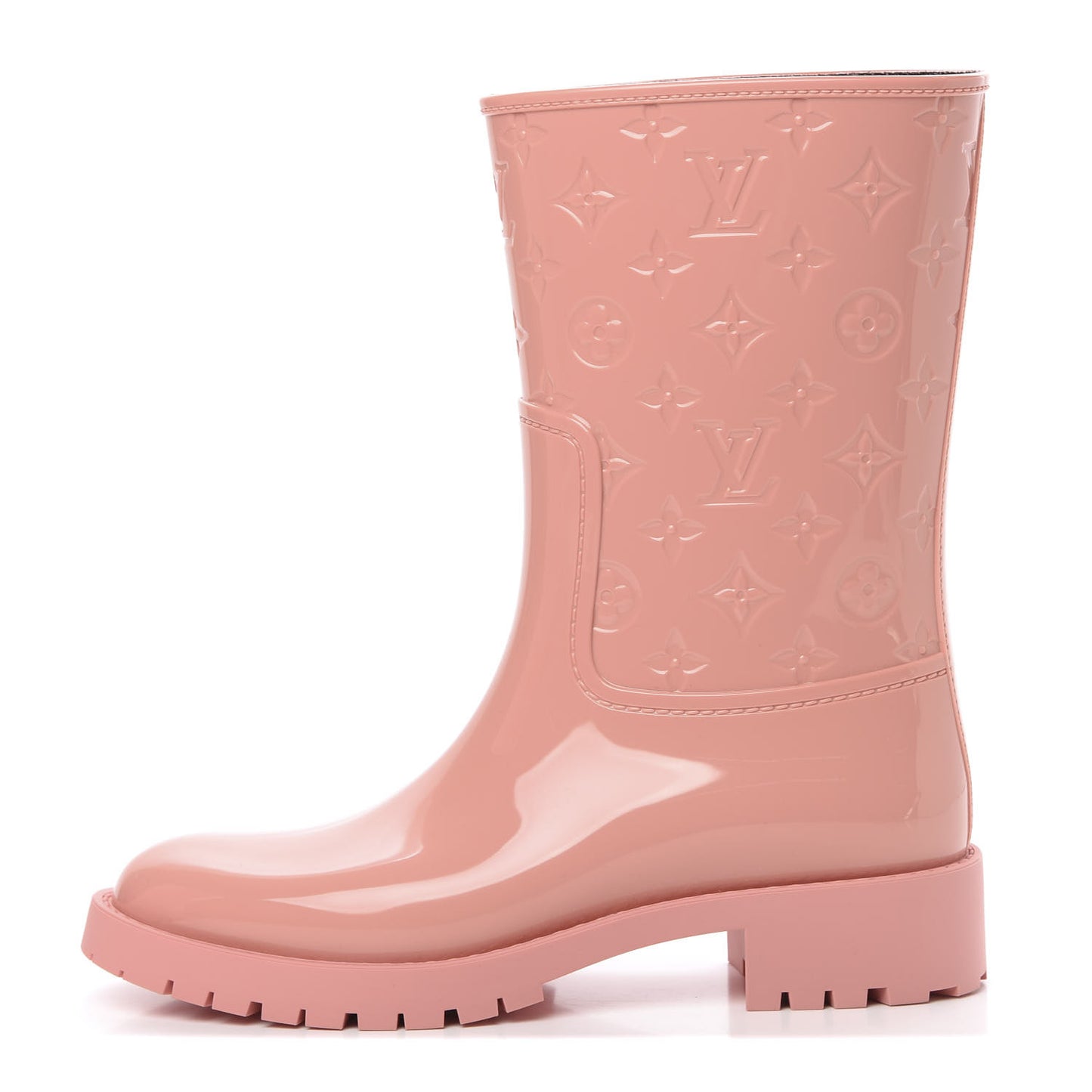 Rubber Embossed Monogram Drops Flat Half Boots 40 Pale Pink