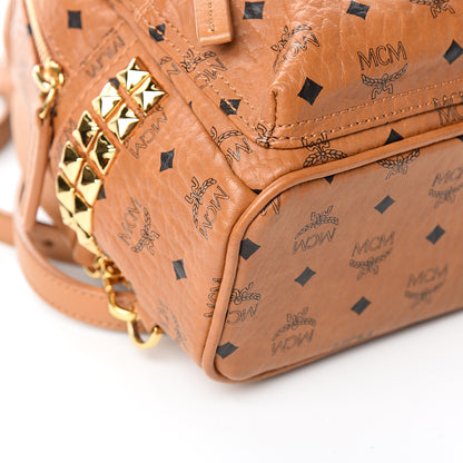 MCM Visetos Side Stud X-Mini Stark Bebe Boo Backpack Cognac 6 of 8