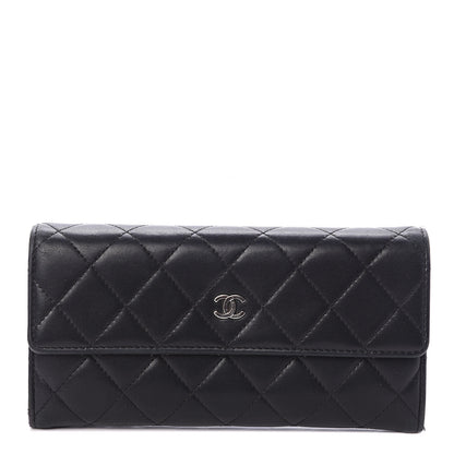 Chanel Lambskin Quilted Large Gusset Flap Wallet Black 1 of 7