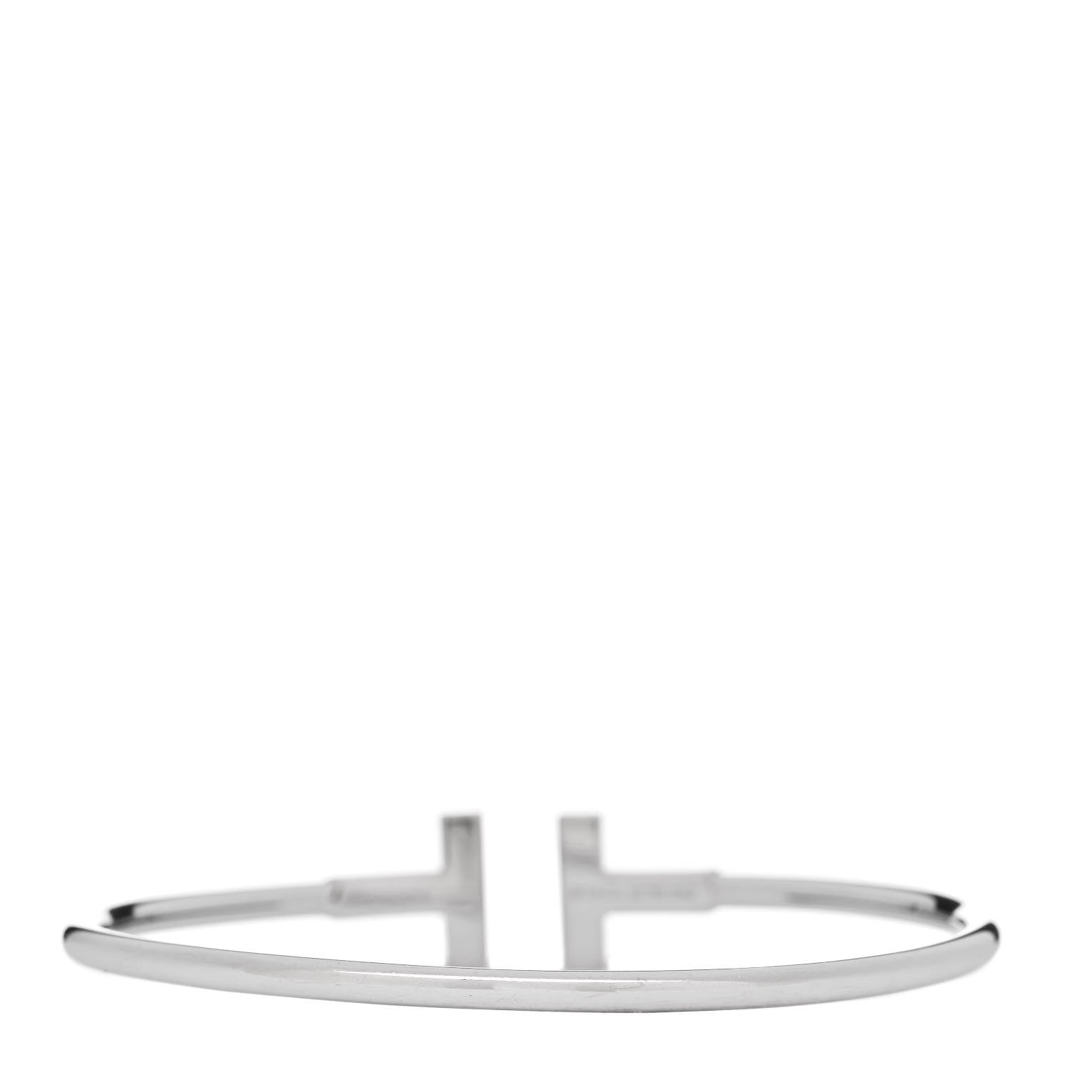 Tiffany 18K White Gold Diamond T Wire Bracelet 2 of 3