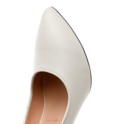 Gucci Malaga Kid Web Sylvie Mid Heel Slingback Pumps 37.5 White 10 of 10