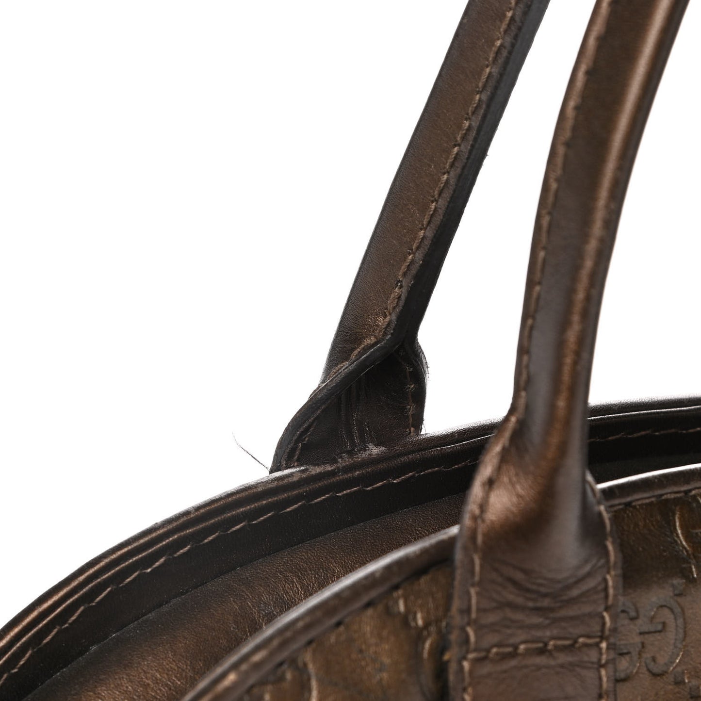 Metallic Guccissima Heart Bit Charm Dome Satchel Bronze