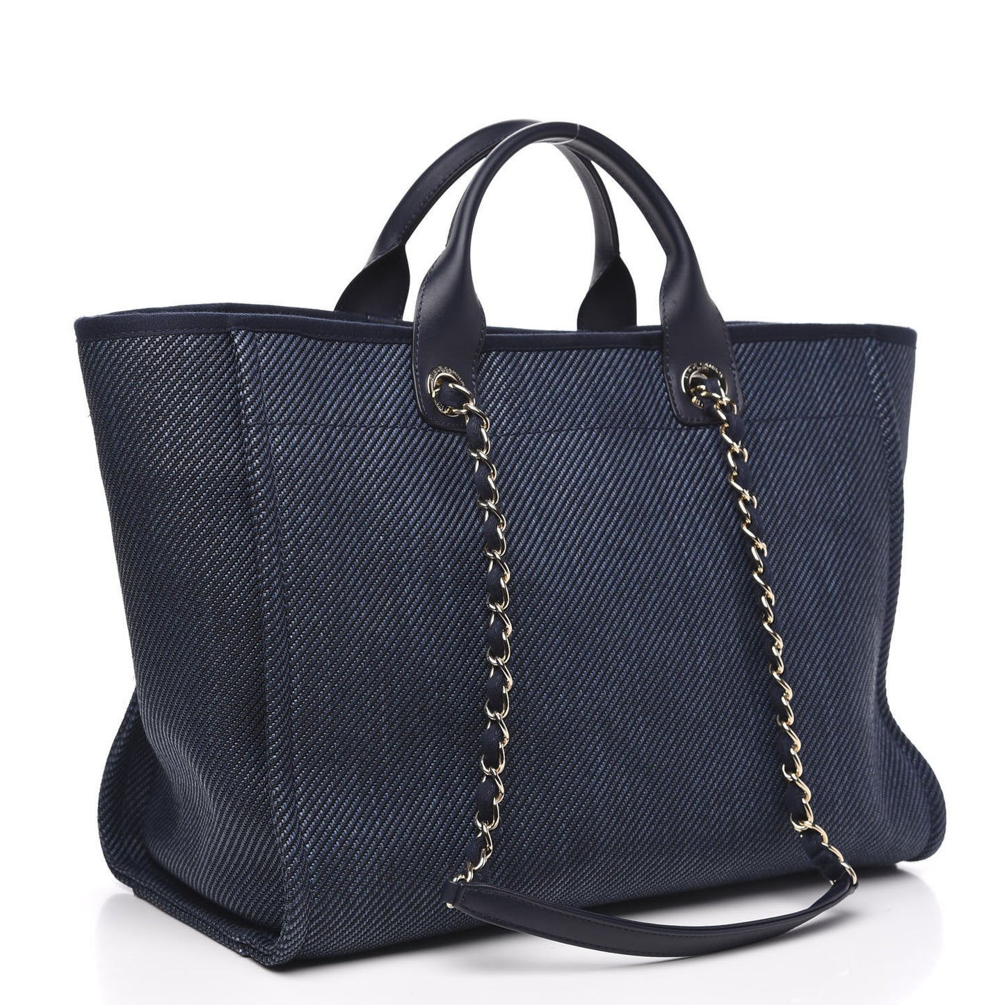 Mixed Fibers Calfskin Medium Deauville Tote Blue