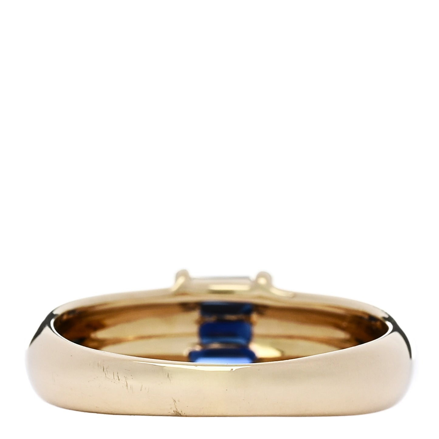 18K Yellow Gold Blue Sapphire Baguette Ring 51 5.75
