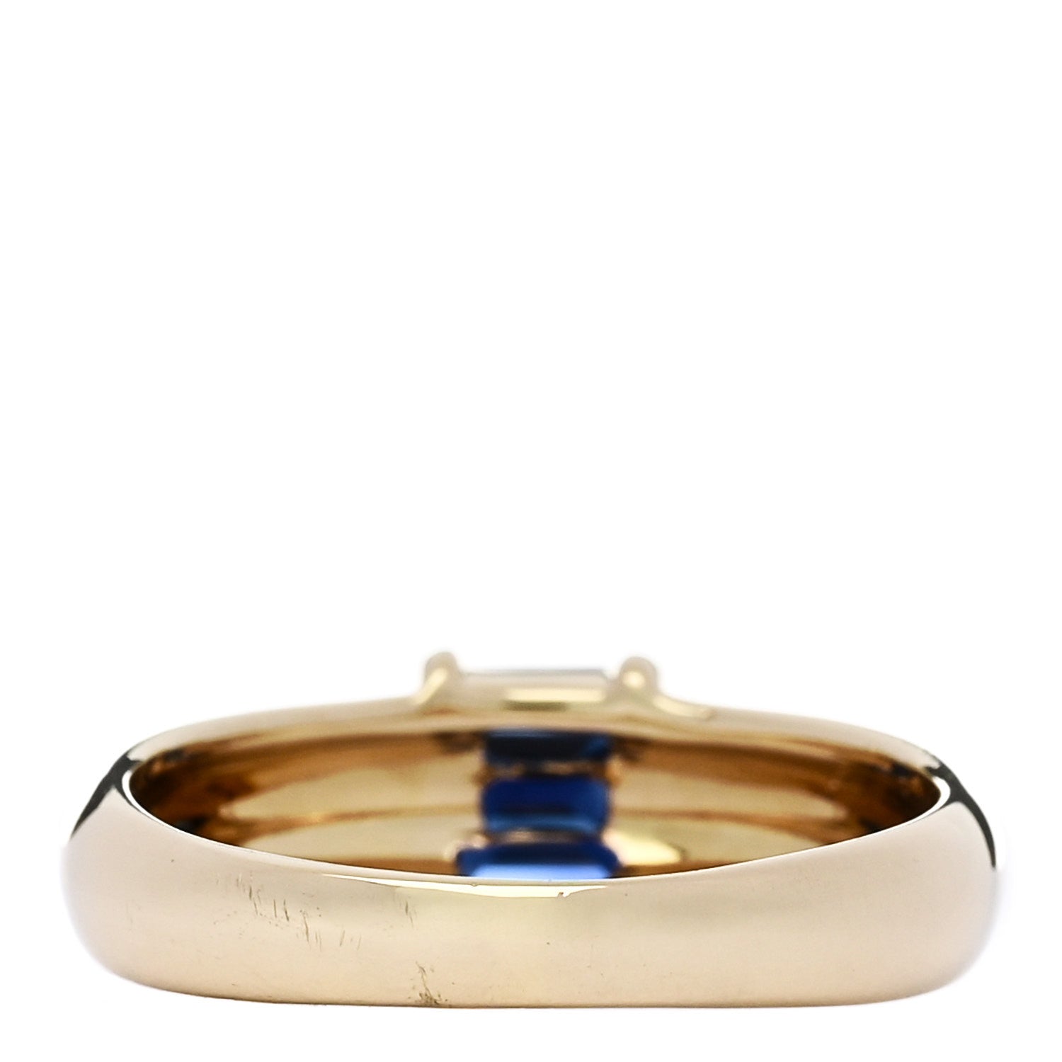 Tiffany 18K Yellow Gold Blue Sapphire Baguette Ring 51 5.75 3 of 6