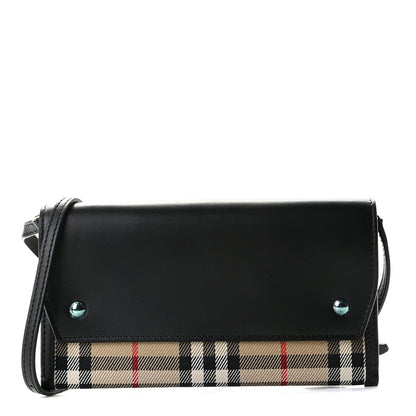 Burberry Calfskin Vintage Check Phone Pocket Crossbody Archive Beige Black 1 of 8