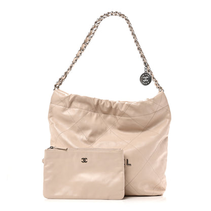 Chanel Shiny Calfskin Quilted Small Chanel 22 Ecru 3 of 11