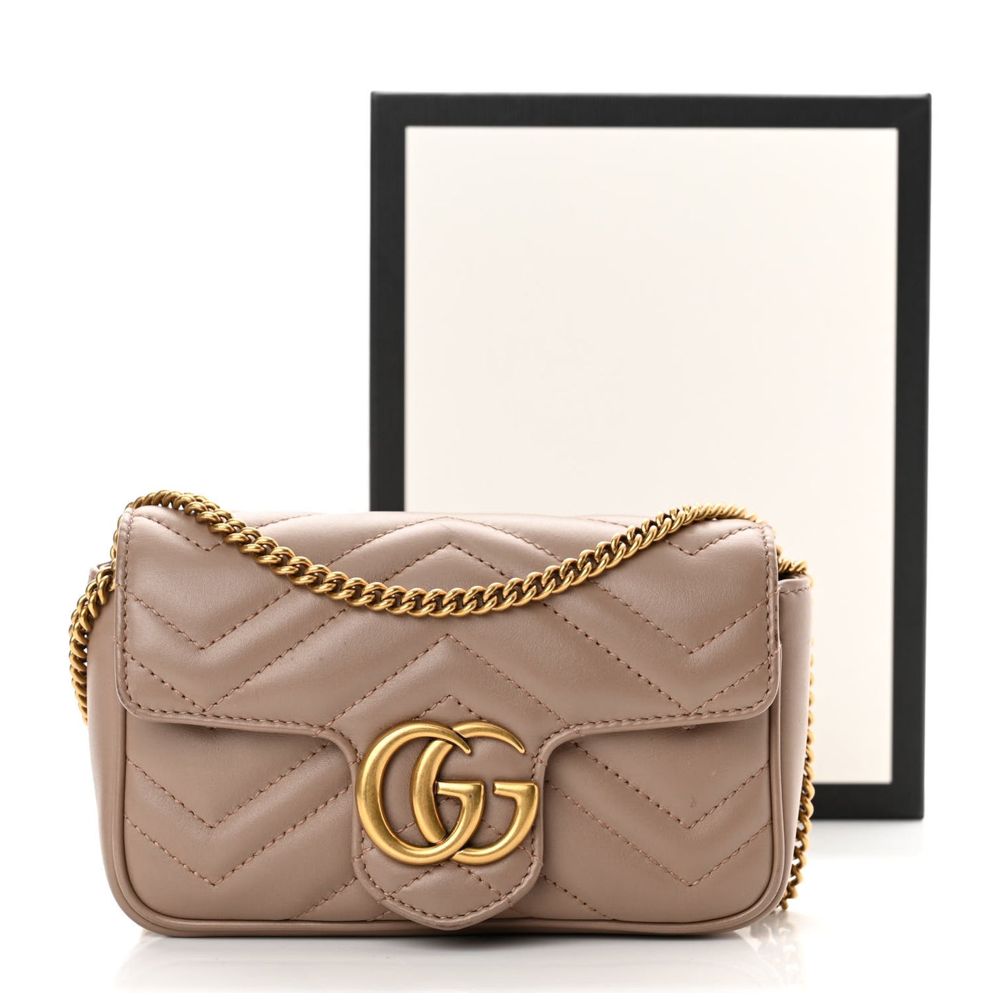 Calfskin Matelasse Super Mini GG Marmont Shoulder Bag Porcelain Rose