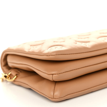 Louis Vuitton Lambskin Embossed Monogram Pochette Coussin Camel 8 of 10