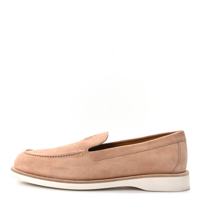 Hermes Suede Calfskin Womens Low Loafers 39.5 Beige Perlino 1 of 10